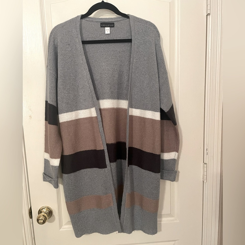 NWT Oversized knit color block duster cardigan